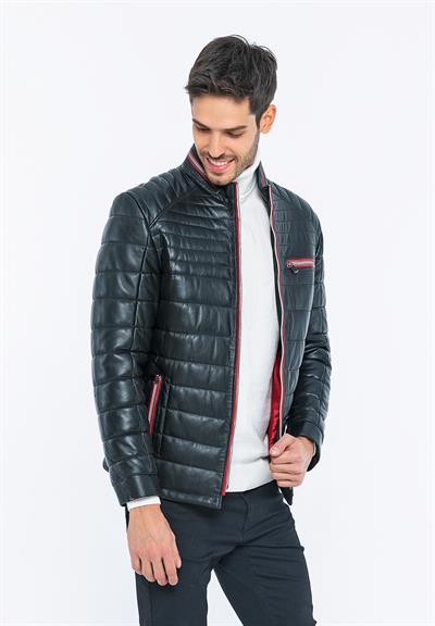 Basics And More Basics&More Men Inflatable Black Leather Jacket - 6099