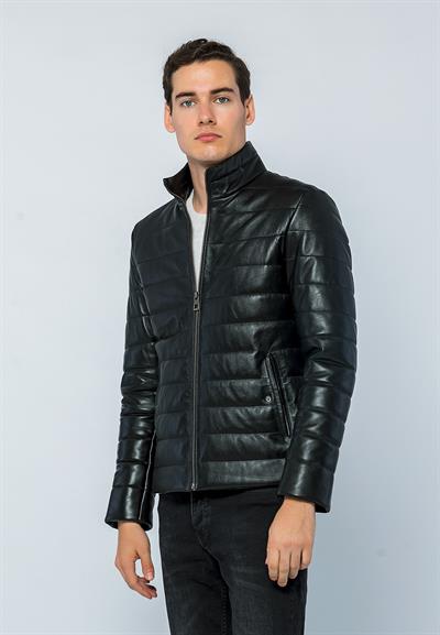 Basics And More Basics&More Men Inflatable Black Leather Jacket - E8488