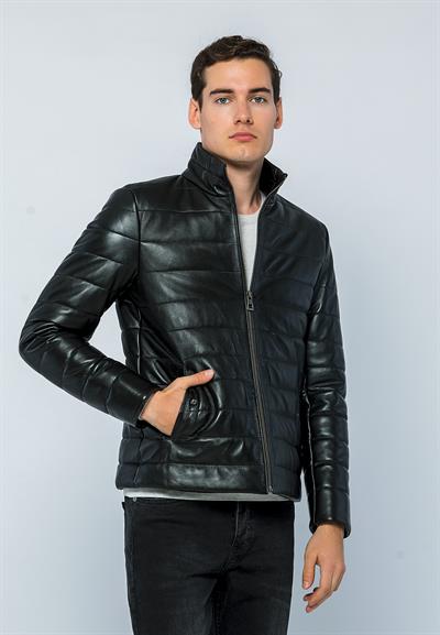 Basics And More Basics&More Men Inflatable Black Leather Jacket - E8488