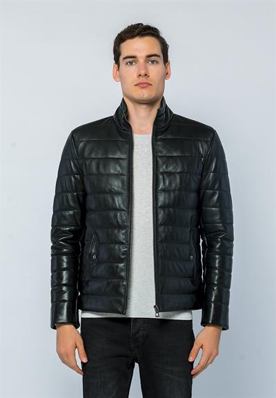 Basics And More Basics&More Men Inflatable Black Leather Jacket - E8488