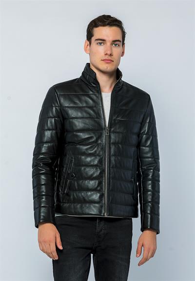 basics and more Basics&More Men Inflatable Black Leather Jacket - E8488