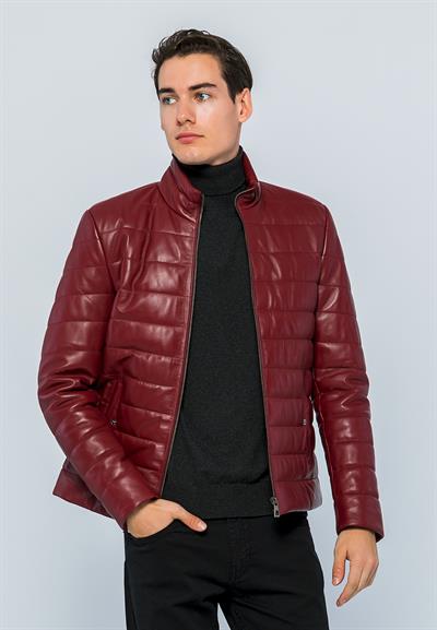 Basics And More Basics&More Men Inflatable Burgundy Leather Jacket - E8488