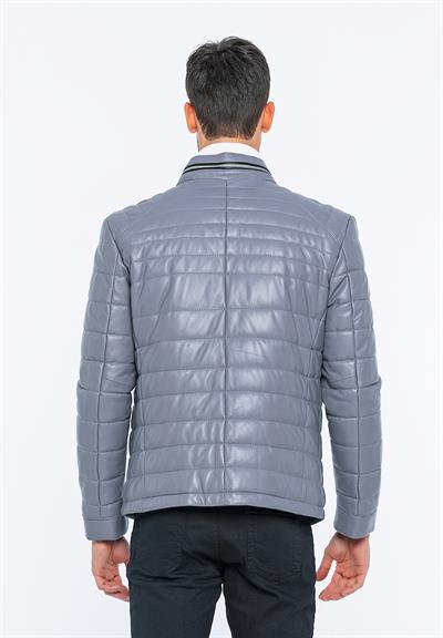 Basics And More Basics&More Men Inflatable Grey Leather Jacket - 6099