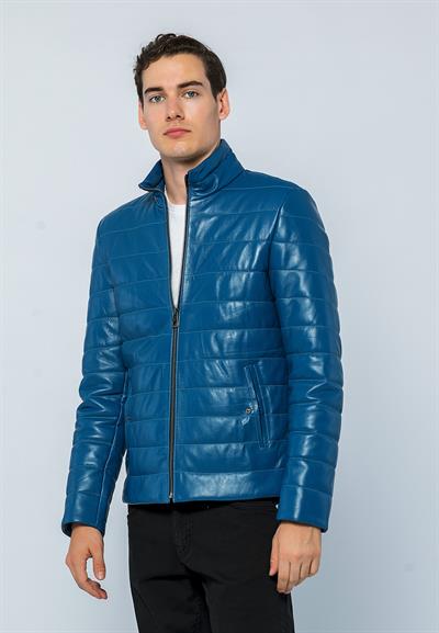 Basics And More Basics&More Men Inflatable Light Blue Leather Jacket - E8488