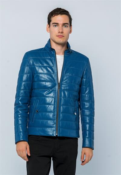 Basics And More Basics&More Men Inflatable Light Blue Leather Jacket - E8488