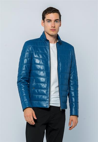 basics and more Basics&More Men Inflatable Light Blue Leather Jacket - E8488