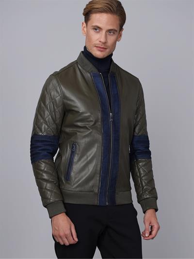 Basics And More Basics&More Men Khaki Leather Jacket - E1023