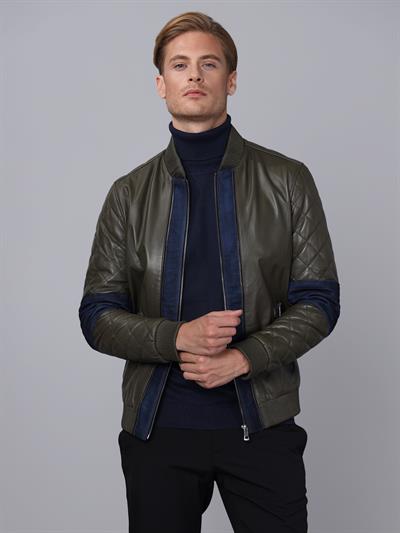 Basics And More Basics&More Men Khaki Leather Jacket - E1023