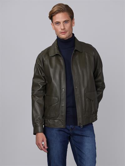 Basics And More Basics&More Men Khaki Leather Jacket - E344