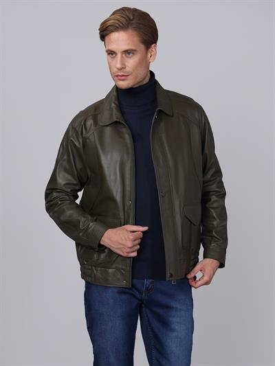 Basics And More Basics&More Men Khaki Leather Jacket - E344