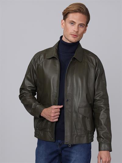 Basics And More Basics&More Men Khaki Leather Jacket - E344