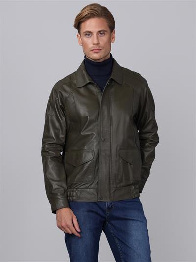 basics and more Basics&More Men Khaki Leather Jacket - E344