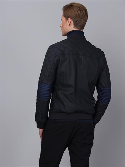 Basics And More Basics&More Men Navy Blue Leather Jacket - E1023