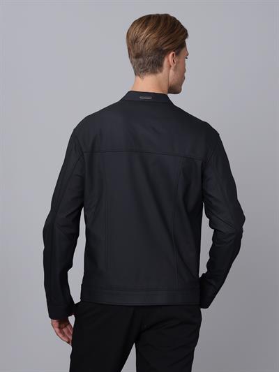 Basics And More Basics&More Men Navy Taffeta Leather Jacket - S5