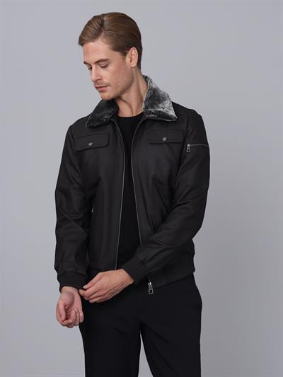 Basics And More Basics&More Men Pilot Model Brown Taffeta Leather Jacket With Fur Collar - ES511