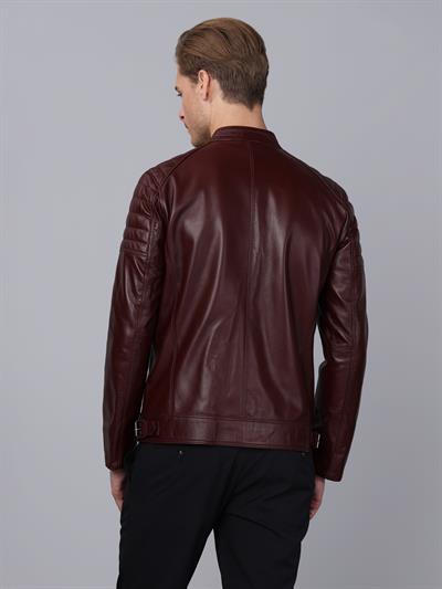 Basics And More Basics&More Men Plum Leather Jacket - CMSE105