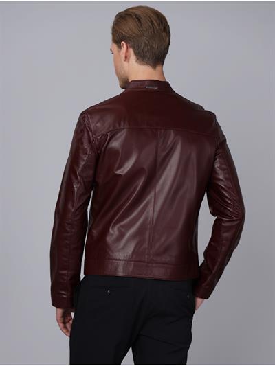 Basics And More Basics&More Men Plum Leather Jacket - E1021
