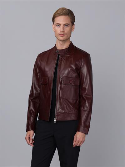 basics and more Basics&More Men Plum Leather Jacket - E1021