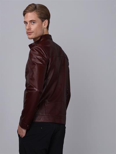 Basics And More Basics&More Men Plum Leather Jacket - E130