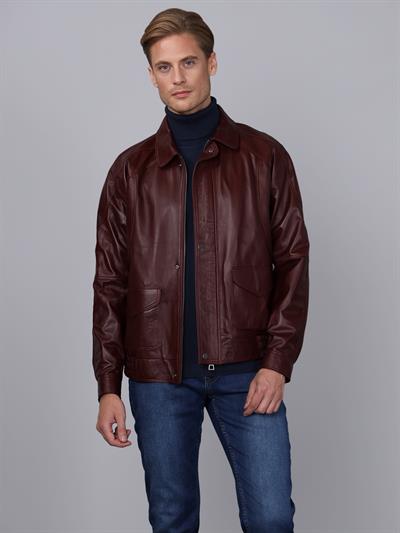 Basics And More Basics&More Men Plum Leather Jacket - E344