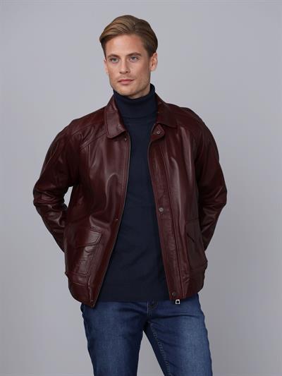 Basics And More Basics&More Men Plum Leather Jacket - E344
