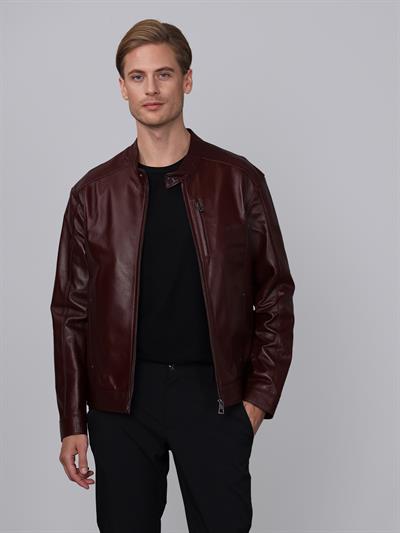 Basics And More Basics&More Men Plum Leather Jacket - S5