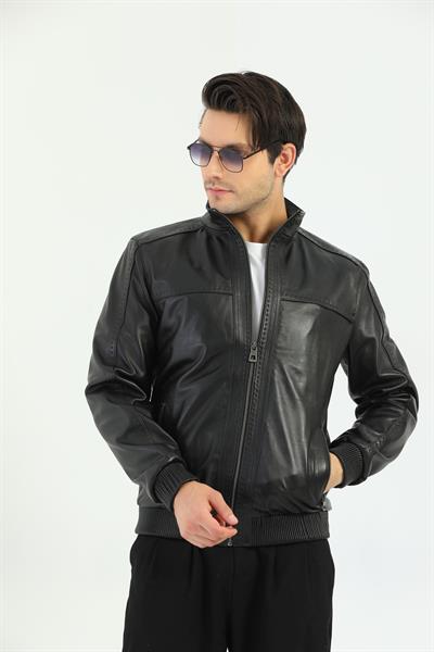 Basics And More Basics&More Men's Black Leather Coat - REC44