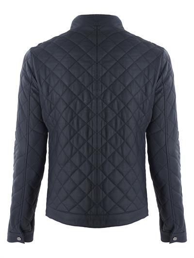 Basics And More Basics&More Men's Quilt Patterned Genuine Burgundy Leather Jacket - ES790