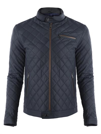 basics and more Basics&More Men's Quilt Patterned Genuine Burgundy Leather Jacket - ES790