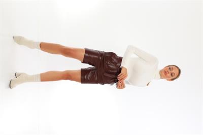 basics and more Basics&More Women Belted Plum Leather Shorts - S01