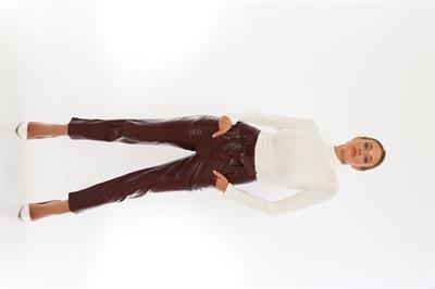 basics and more Basics&More Women Belted Plum Leather Trousers - P01