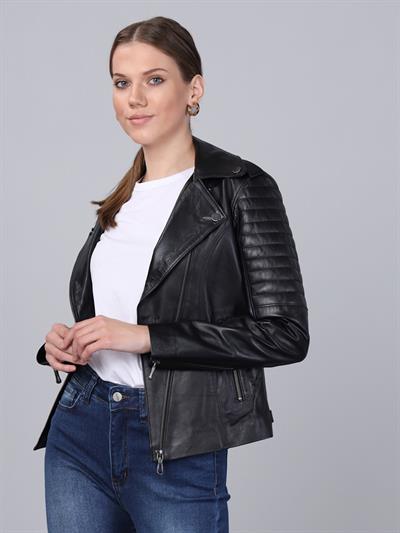 Basics And More Basics&More Women Biker Black Leather Jacket - BM02