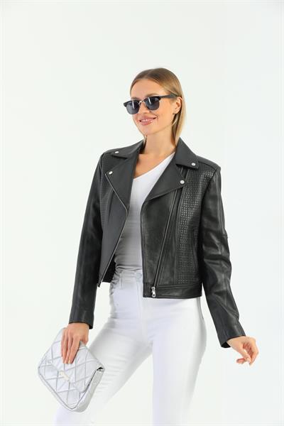 Basics And More Basics&More Women Biker Black Leather Jacket - Wbiker