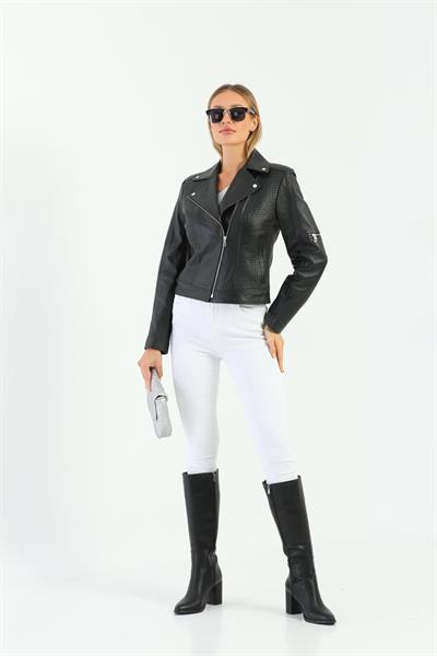 Basics And More Basics&More Women Biker Black Leather Jacket - Wbiker