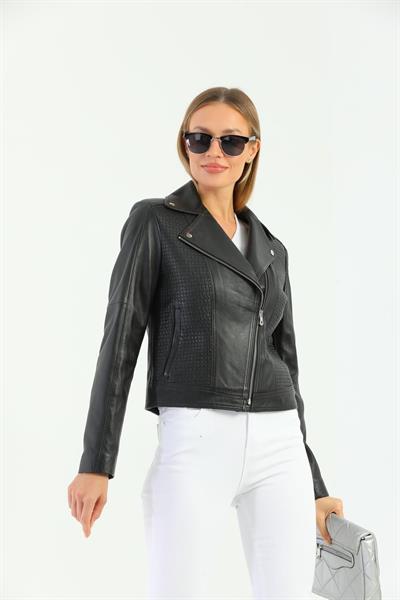 Basics And More Basics&More Women Biker Black Leather Jacket - Wbiker