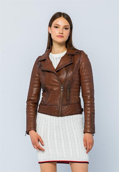 basics and more Basics&More Women Biker Chestnut Leather Jacket - DIESEL basics and more Basics&More Women Biker Chestnut Leather Jacket - DIESEL