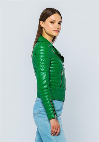 Basics And More Basics&More Women Biker Green Leather Jacket - DIESEL