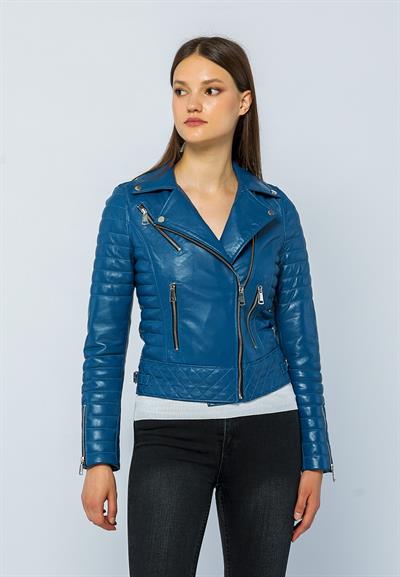 basics and more Basics&More Women Biker Light Blue Leather Jacket - DIESEL