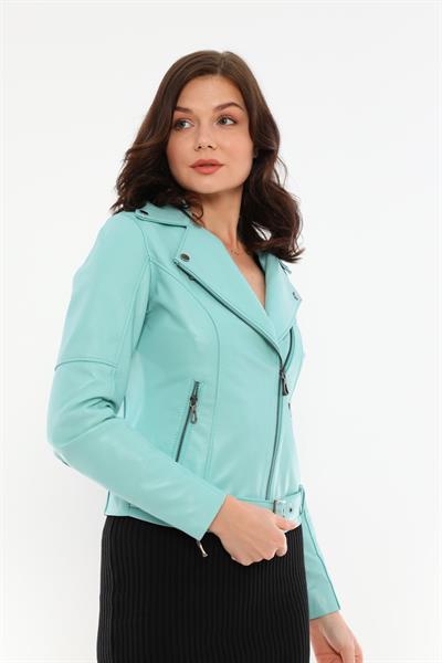 Basics And More Basics&More Women Biker Mint Leather Jacket - BM01