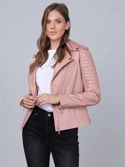Basics And More Basics&More Women Biker Powder Leather Jacket - BM02