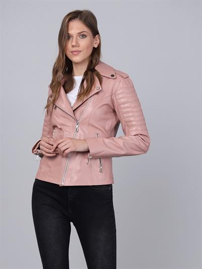 basics and more Basics&More Women Biker Powder Leather Jacket - BM02