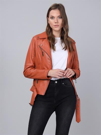 Basics And More Basics&More Women Biker Tile Leather Jacket - BM01