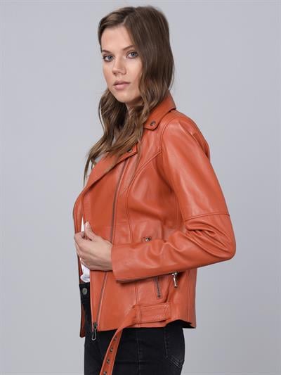 Basics And More Basics&More Women Biker Tile Leather Jacket - BM01