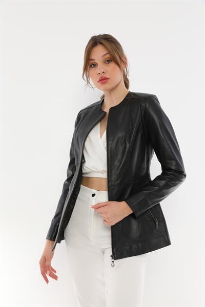Basics And More Basics&More Women Black Leather Jacket - BM03