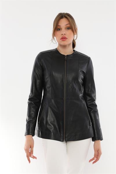 Basics And More Basics&More Women Black Leather Jacket - BM03