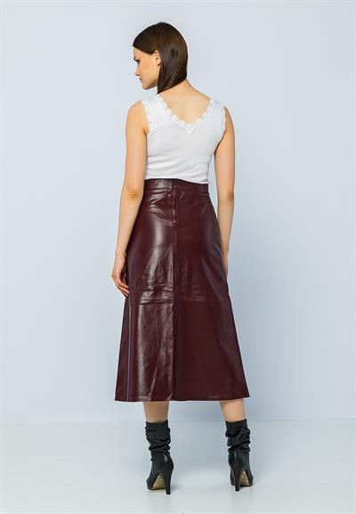 Basics And More Basics&More Women Evaze Long Plum Leather Skirt - SK05