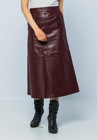 Basics And More Basics&More Women Evaze Long Plum Leather Skirt - SK05