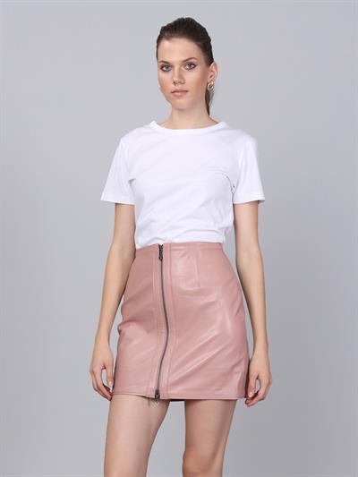 basics and more Basics&More Women Extra Short Powder Leather Skirt - SK02