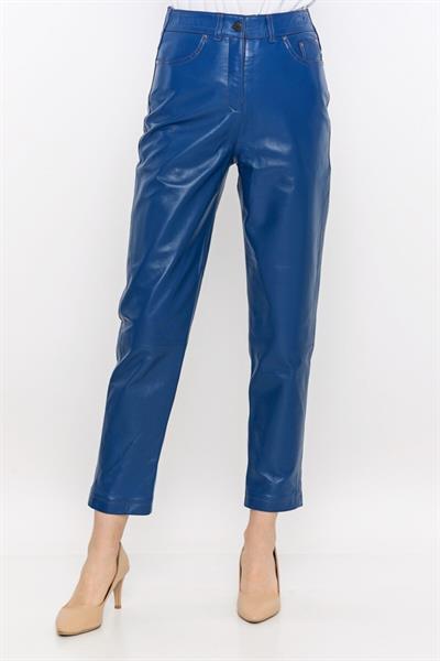 Basics And More Basics&More Women Five-Pocket Blue Leather Trousers - P02
