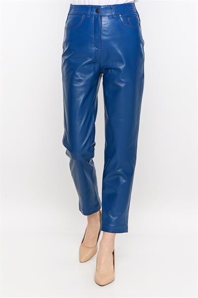 basics and more Basics&More Women Five-Pocket Blue Leather Trousers - P02